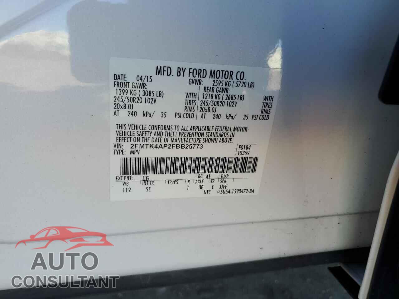 FORD EDGE 2015 - 2FMTK4AP2FBB25773