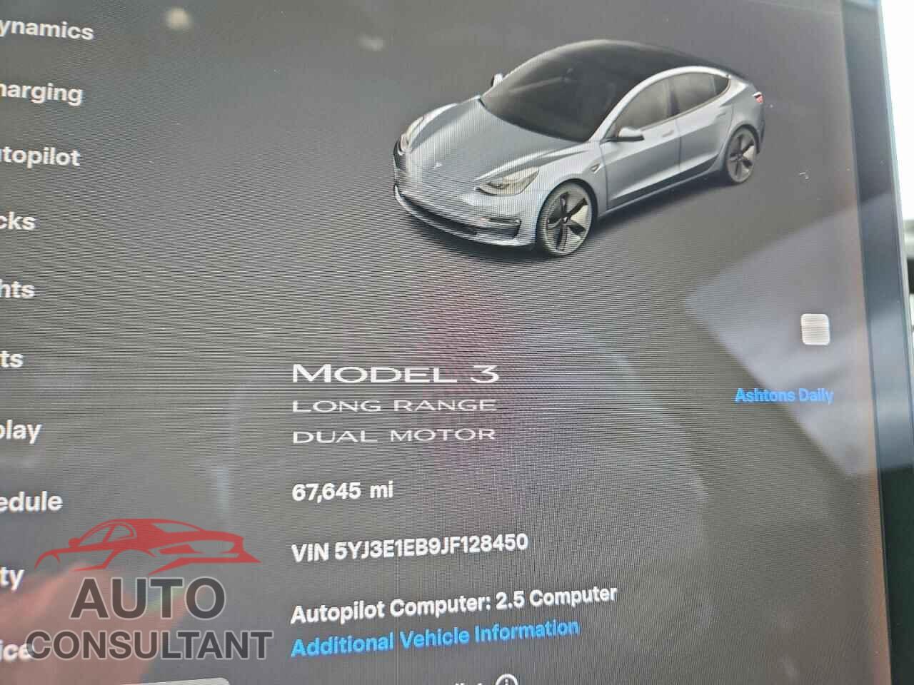 TESLA MODEL 3 2018 - 5YJ3E1EB9JF128450