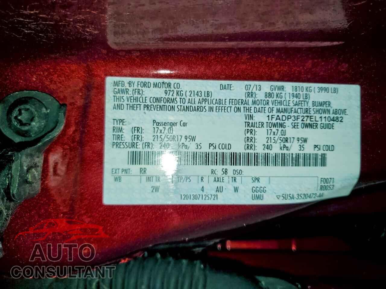 FORD FOCUS 2014 - 1FADP3F27EL110482