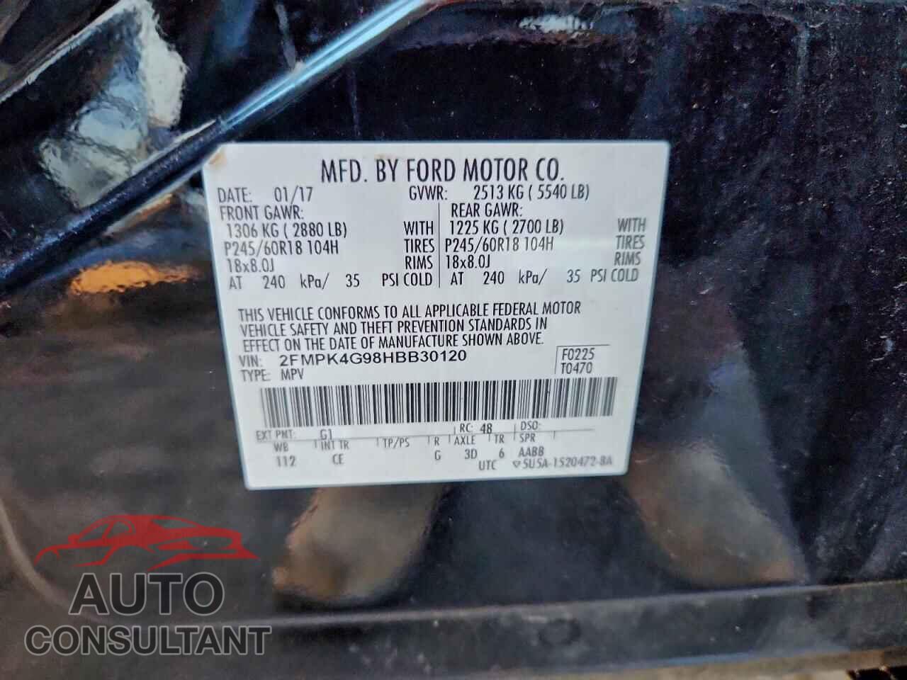 FORD EDGE 2017 - 2FMPK4G98HBB30120