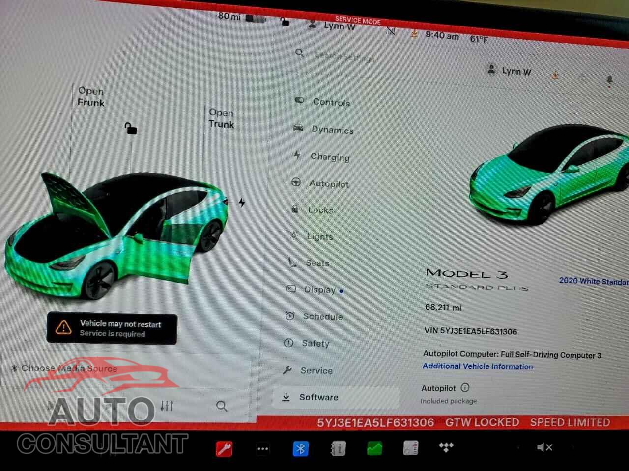 TESLA MODEL 3 2020 - 5YJ3E1EA5LF631306