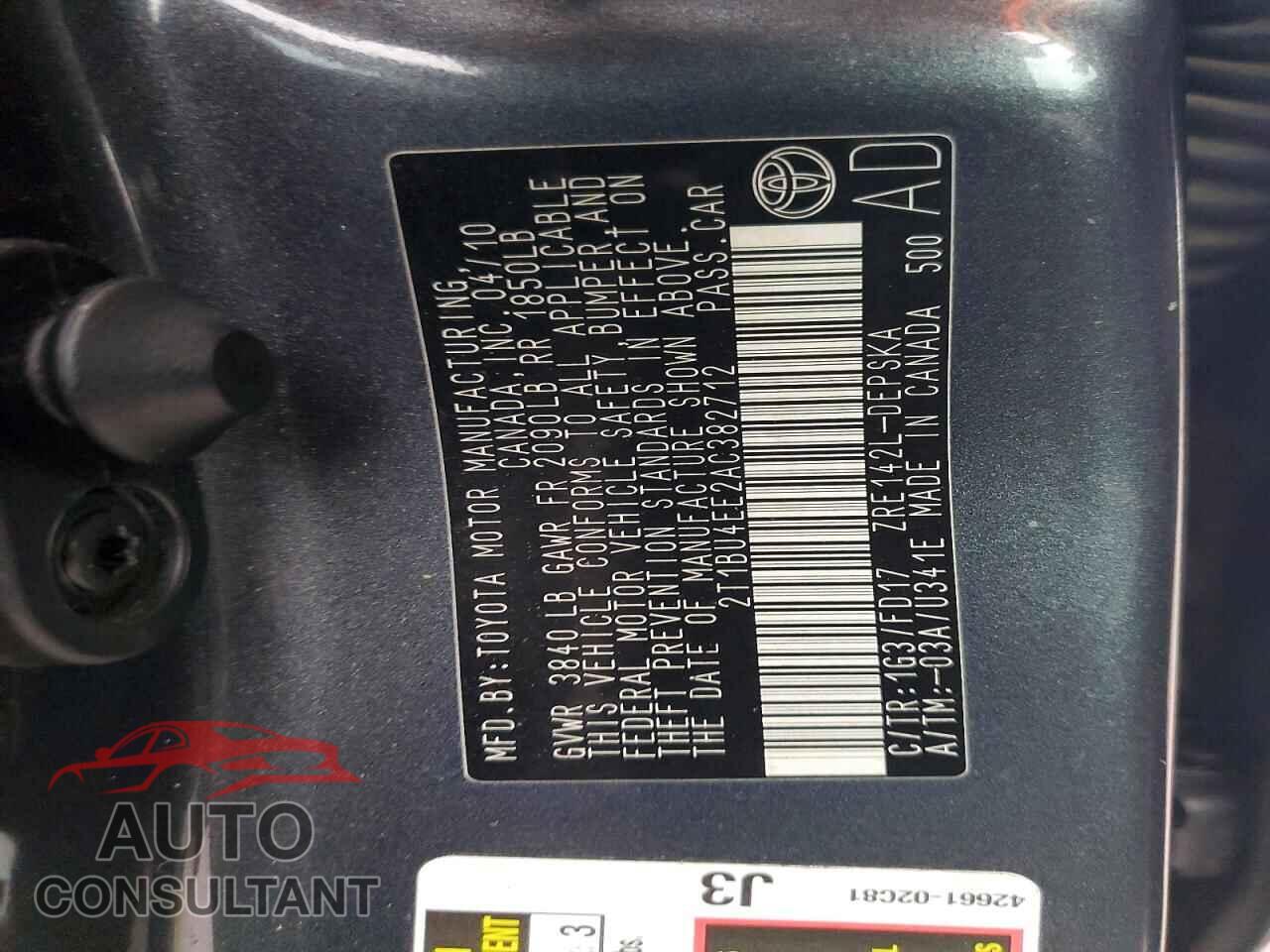 TOYOTA COROLLA 2010 - 2T1BU4EE2AC382712