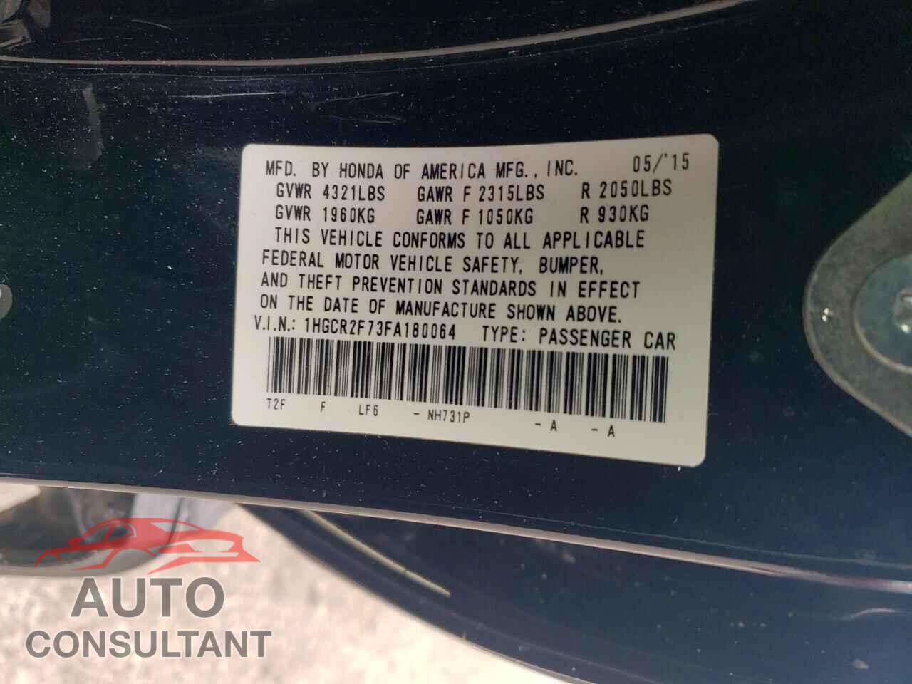 HONDA ACCORD 2015 - 1HGCR2F73FA180064