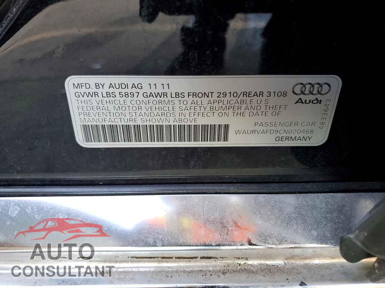AUDI A8 2012 - WAURVAFD9CN020468