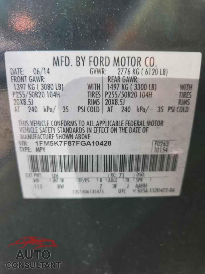 FORD EXPLORER 2015 - 1FM5K7F87FGA10428