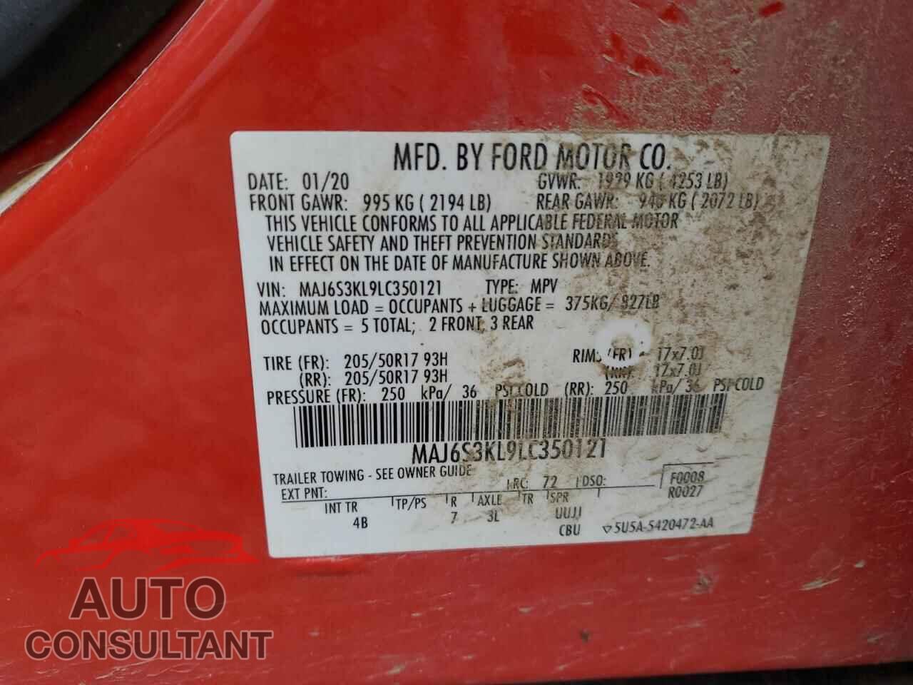 FORD ECOSPORT 2020 - MAJ6S3KL9LC350121