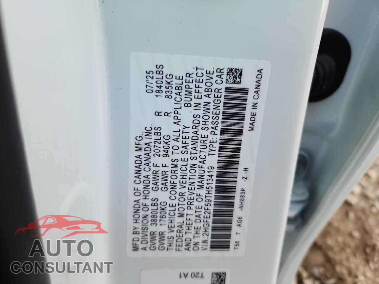 HONDA CIVIC 2026 - 2HGFE2F59TH513419