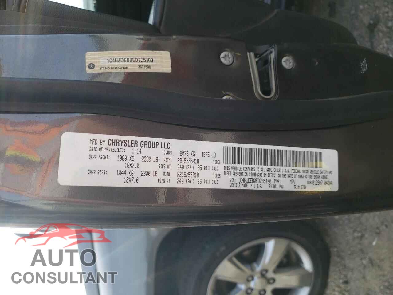 JEEP COMPASS 2014 - 1C4NJDEB0ED735100