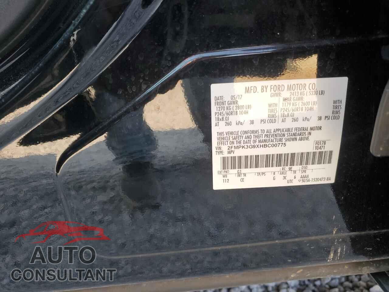 FORD EDGE 2017 - 2FMPK3G9XHBC00775