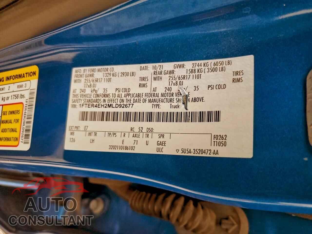 FORD RANGER 2021 - 1FTER4EH2MLD92677