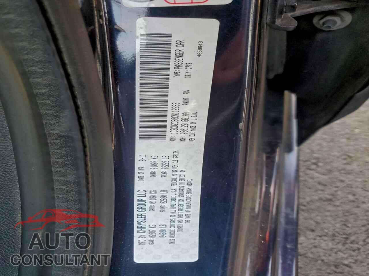 DODGE AVENGER 2012 - 1C3CDZCB0CN112263
