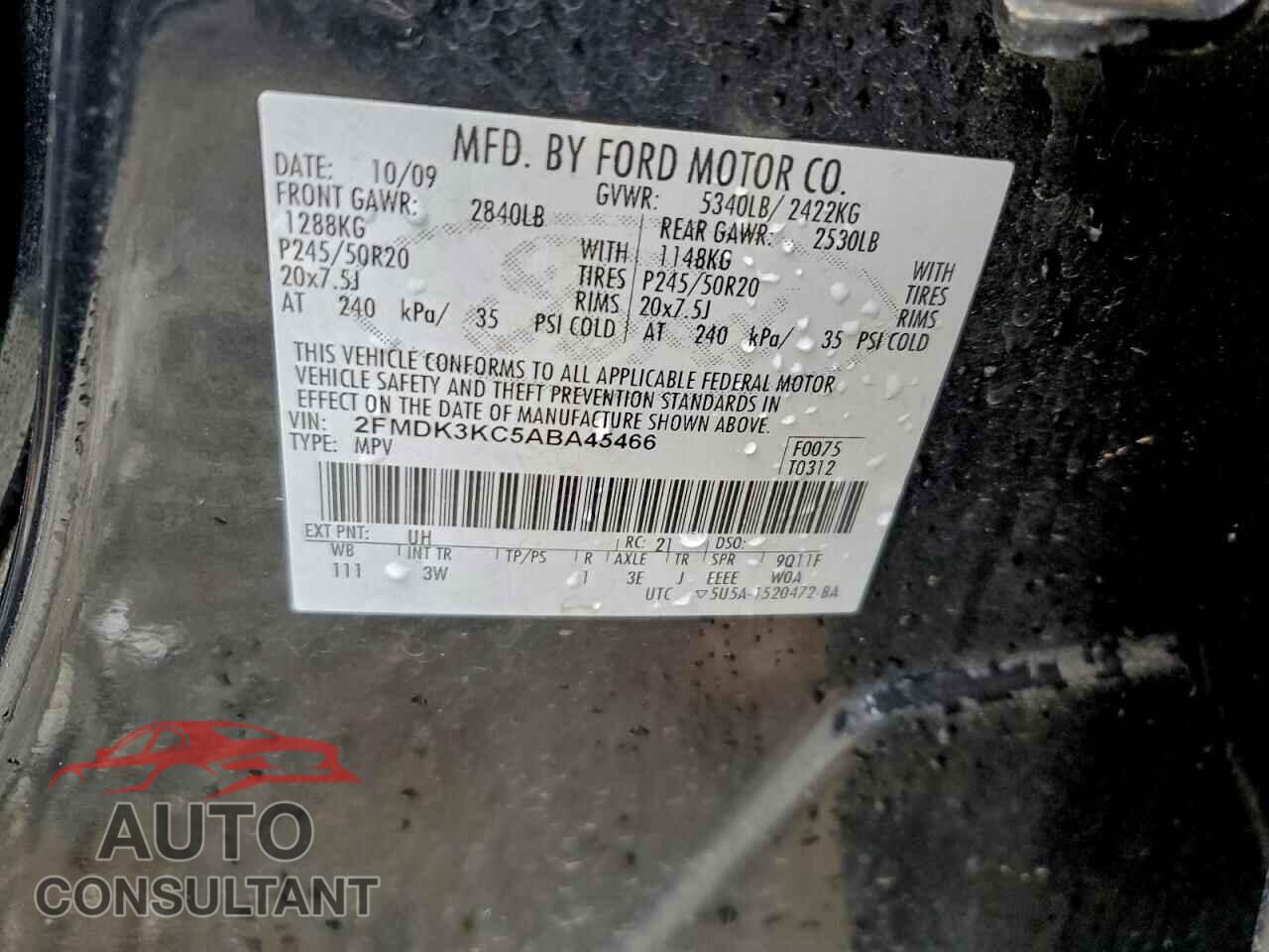 FORD EDGE 2010 - 2FMDK3KC5ABA45466