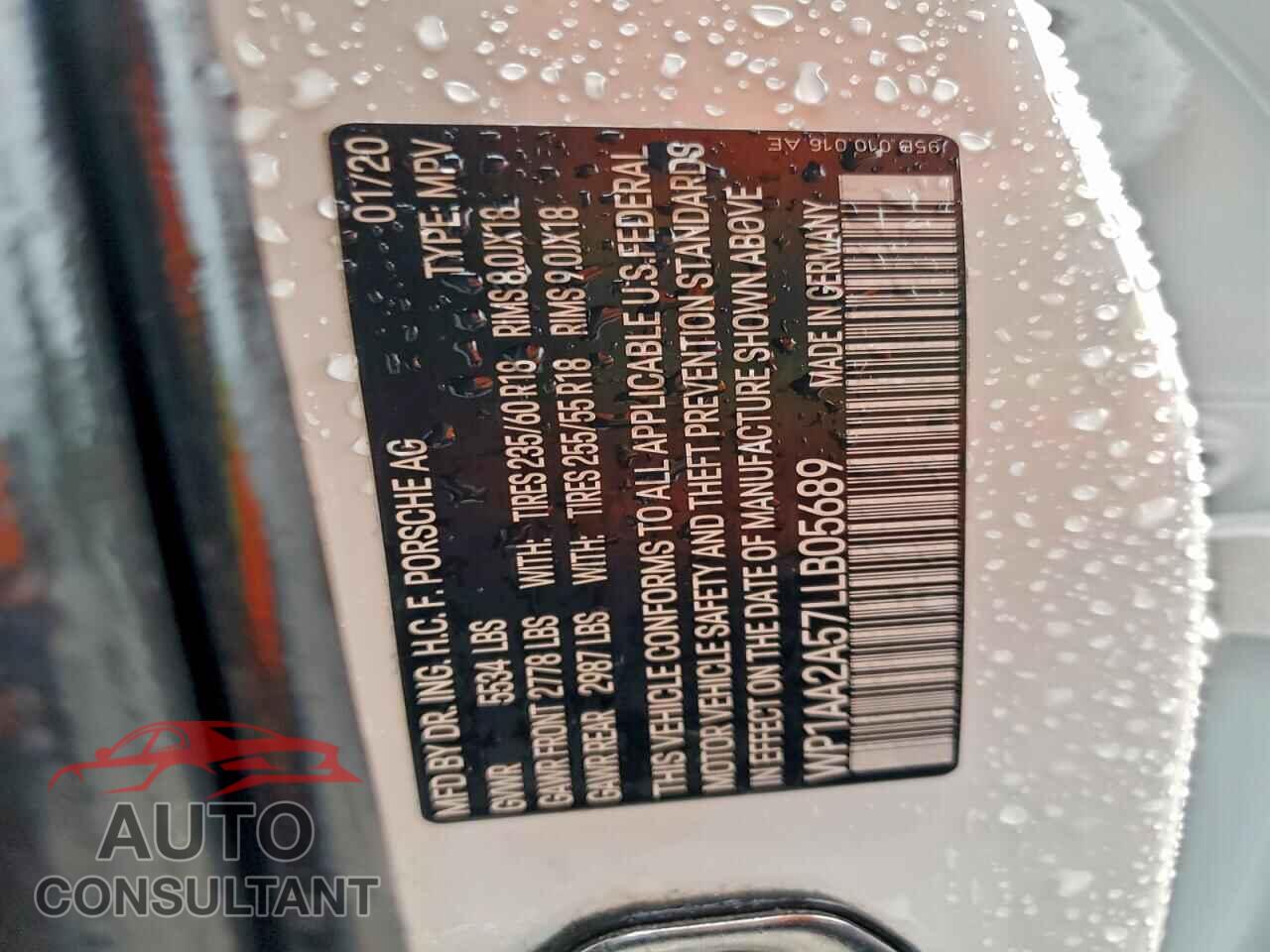 PORSCHE MACAN 2020 - WP1AA2A57LLB05689