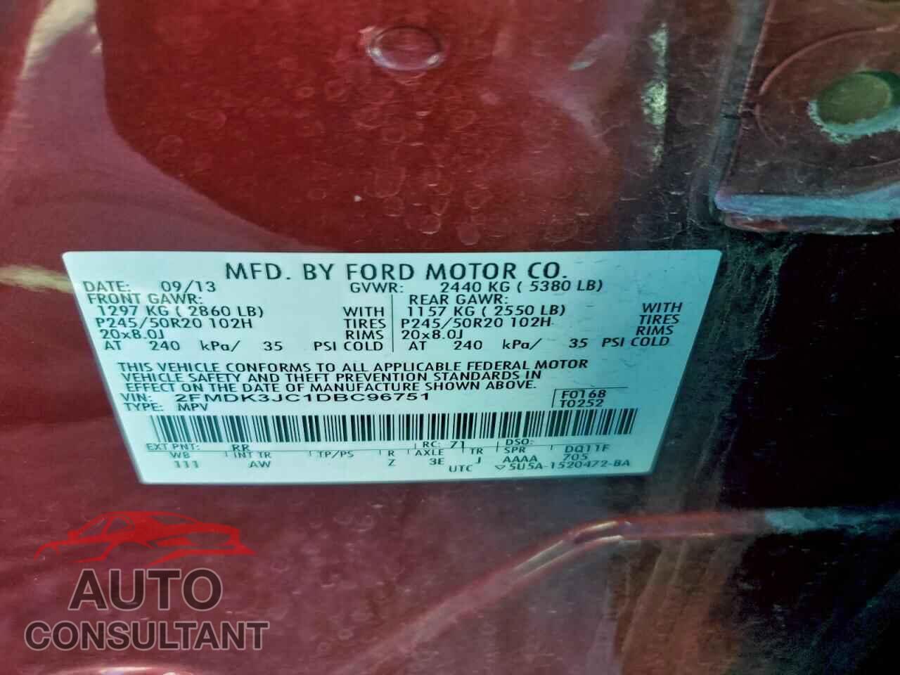 FORD EDGE 2013 - 2FMDK3JC1DBC96751