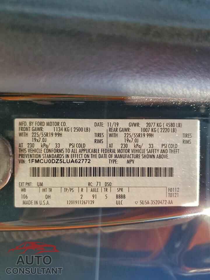 FORD ESCAPE 2020 - 1FMCU0DZ5LUA62772