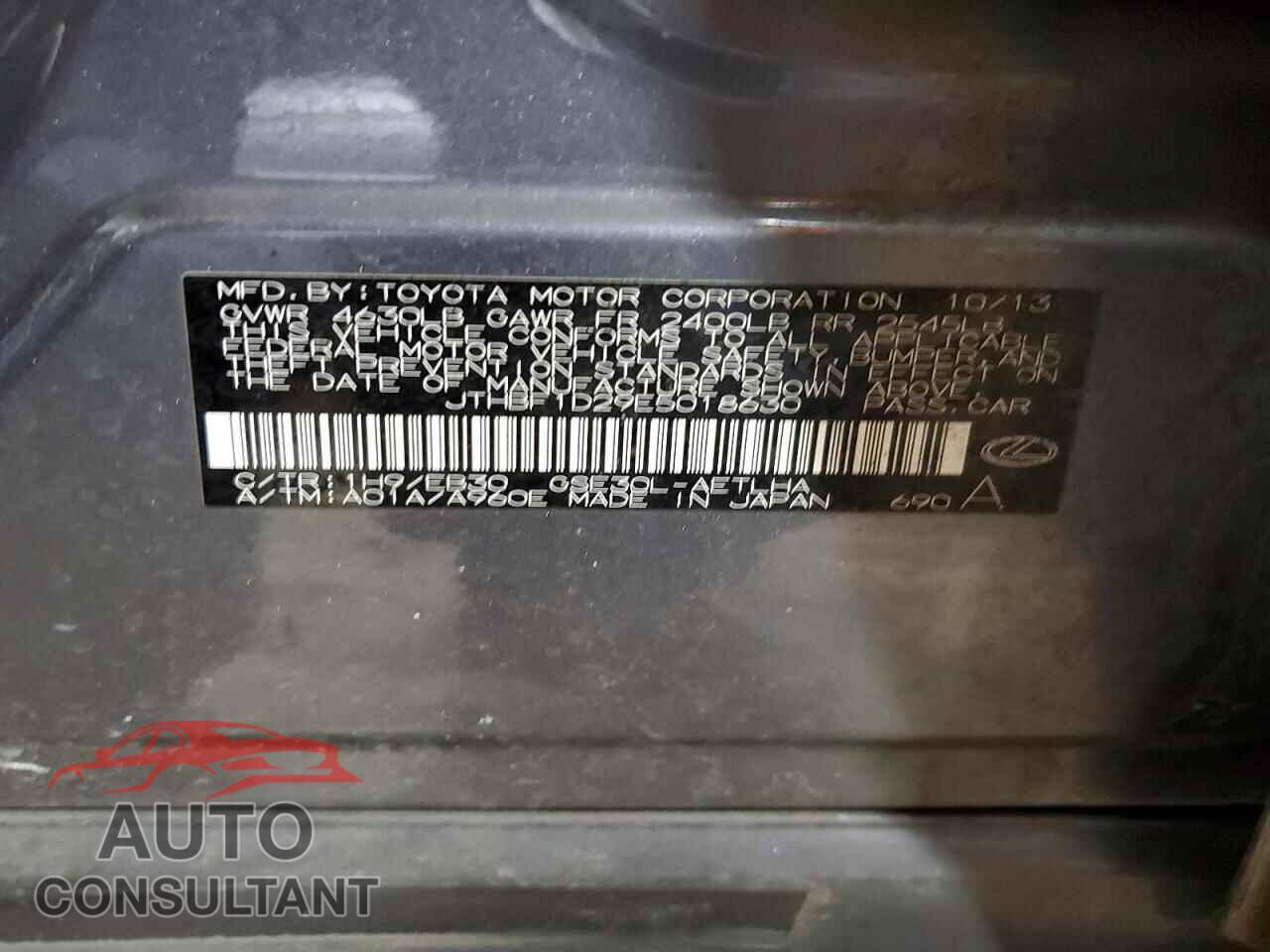 LEXUS IS 2014 - JTHBF1D29E5018630
