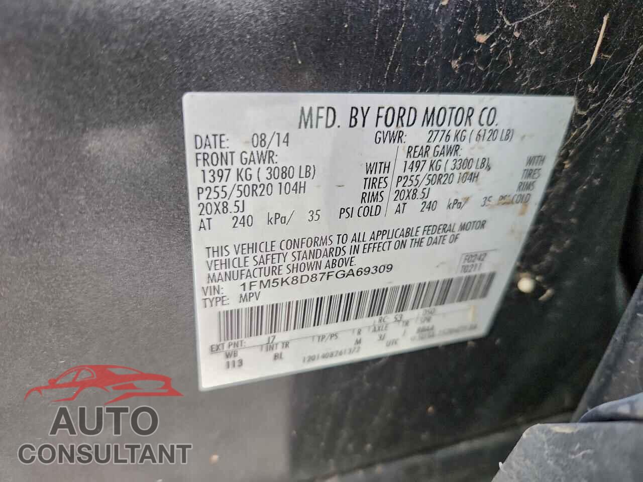 FORD EXPLORER 2015 - 1FM5K8D87FGA69309