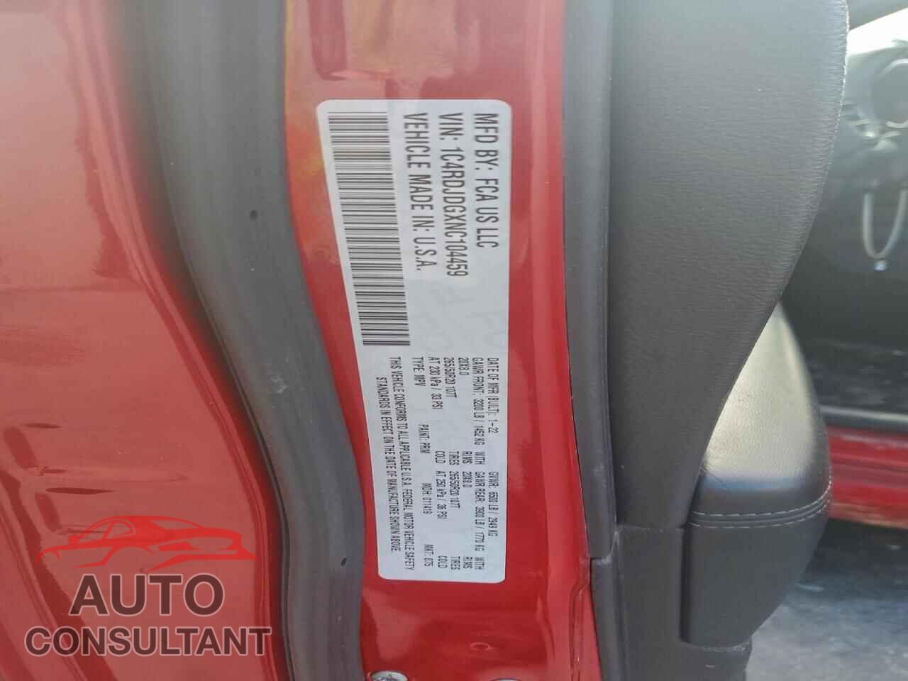 DODGE DURANGO 2022 - 1C4RDJDGXNC104459
