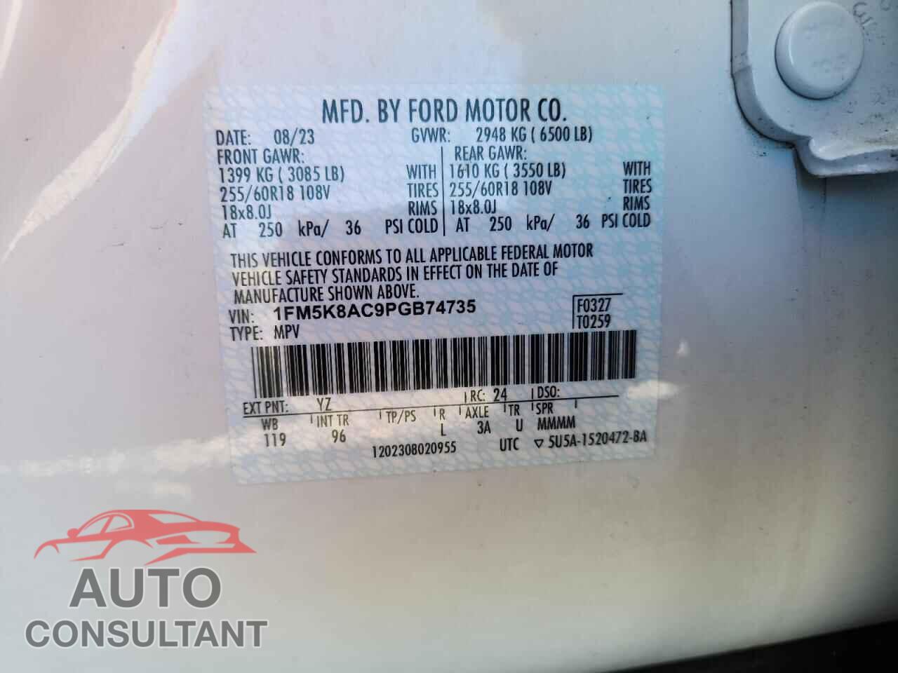 FORD EXPLORER 2023 - 1FM5K8AC9PGB74735