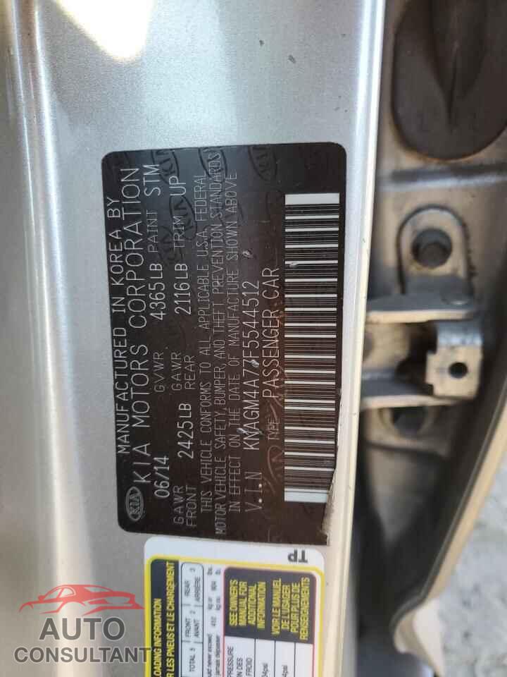 KIA OPTIMA 2015 - KNAGM4A77F5544512