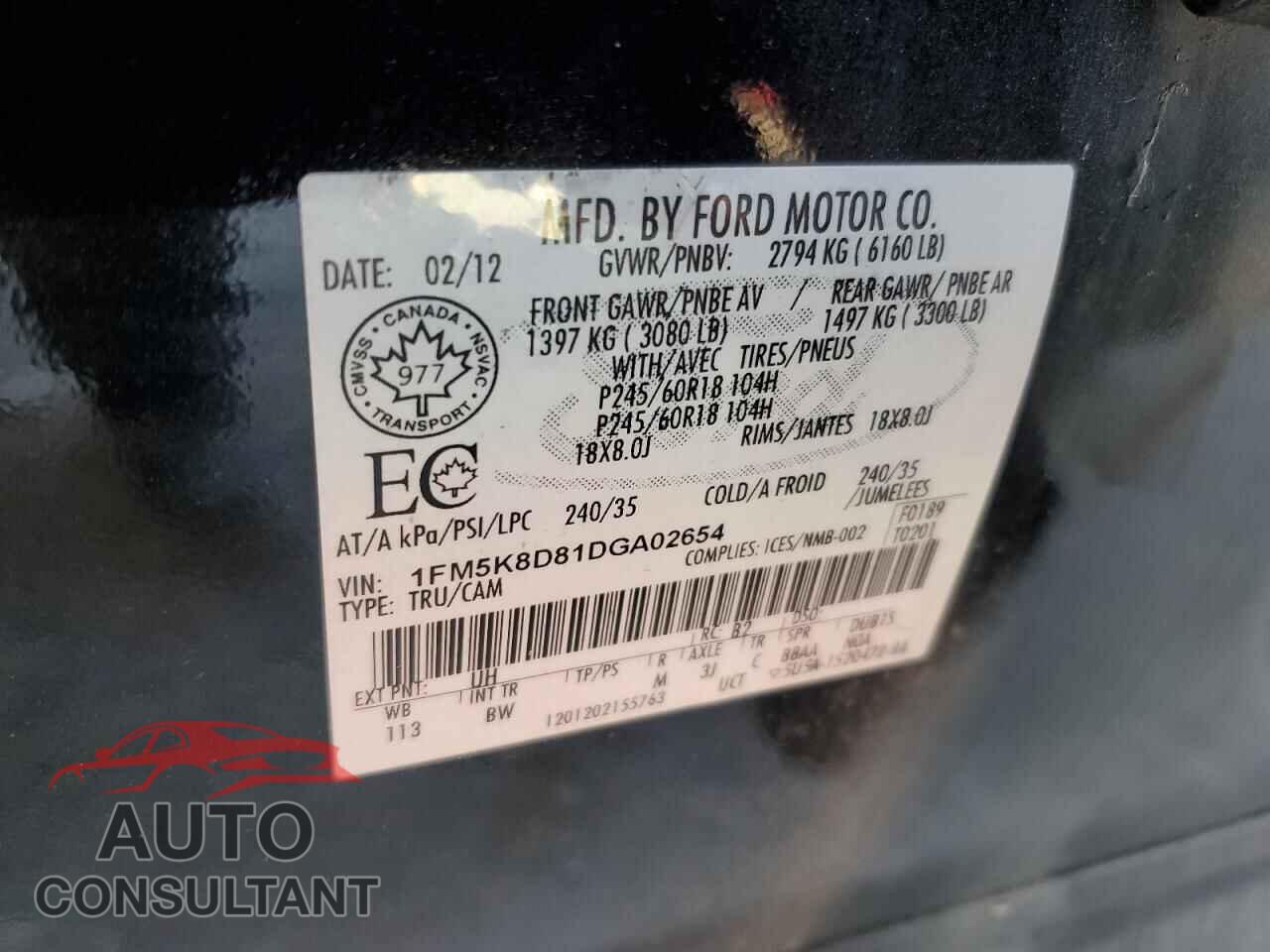 FORD EXPLORER 2013 - 1FM5K8D81DGA02654