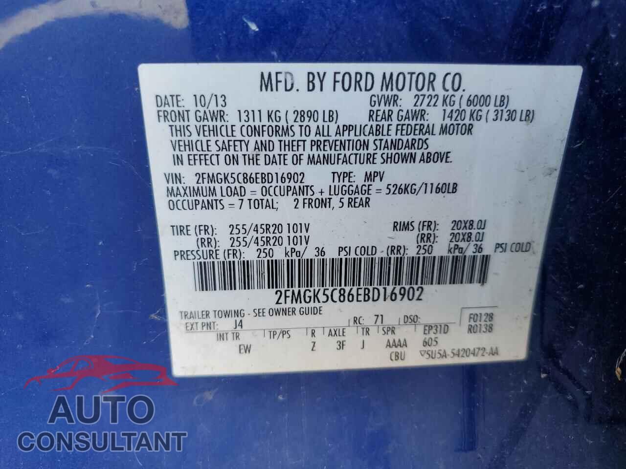 FORD FLEX 2014 - 2FMGK5C86EBD16902