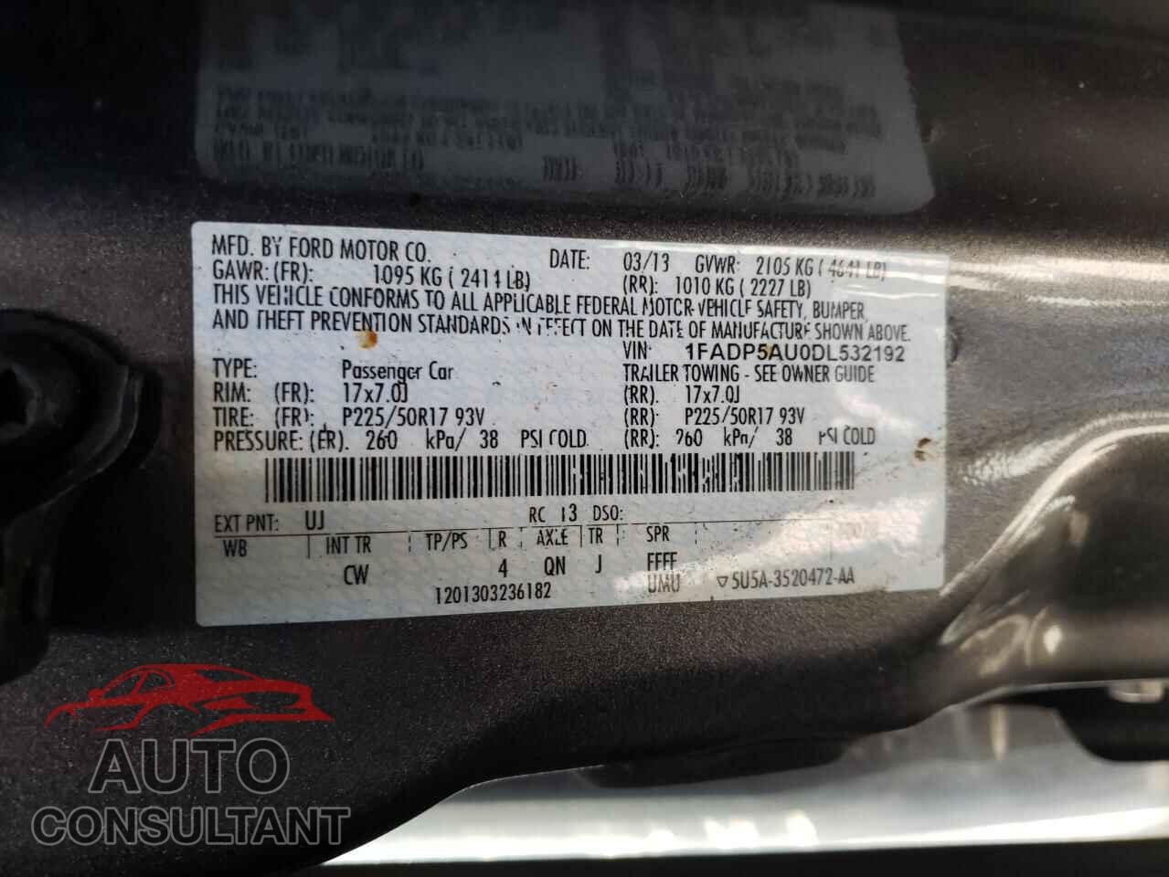 FORD CMAX 2013 - 1FADP5AU0DL532192