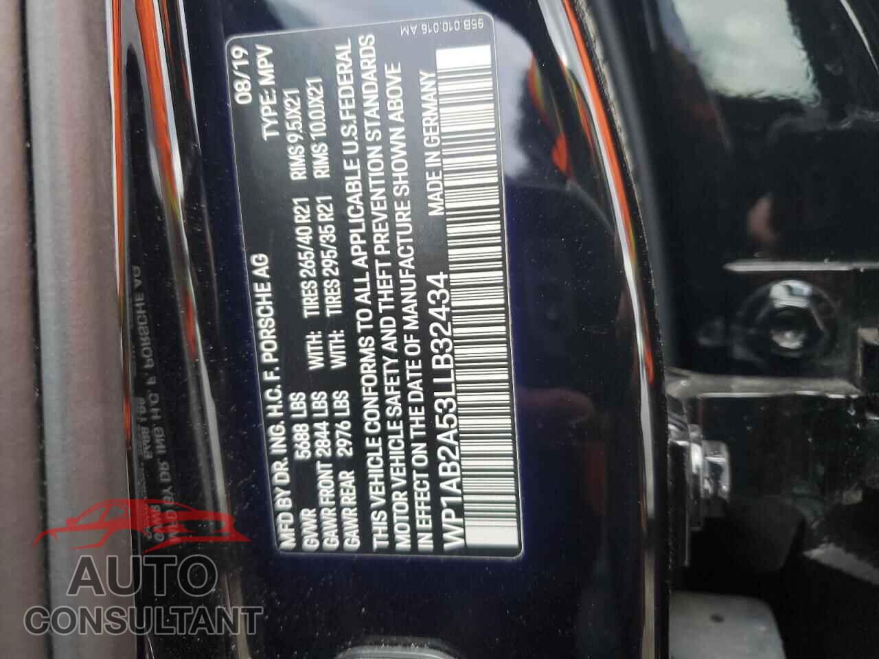 PORSCHE MACAN 2020 - WP1AB2A53LLB32434