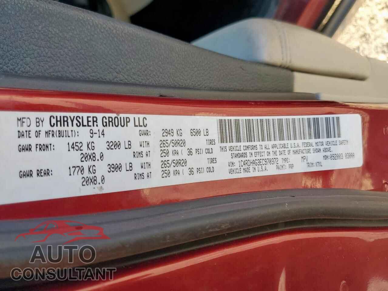 DODGE DURANGO 2014 - 1C4RDHAG3EC970372