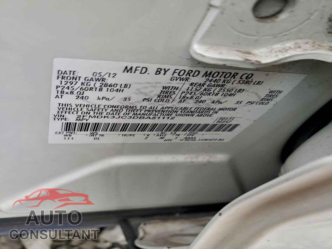 FORD EDGE 2013 - 2FMDK3JC3DBA51112