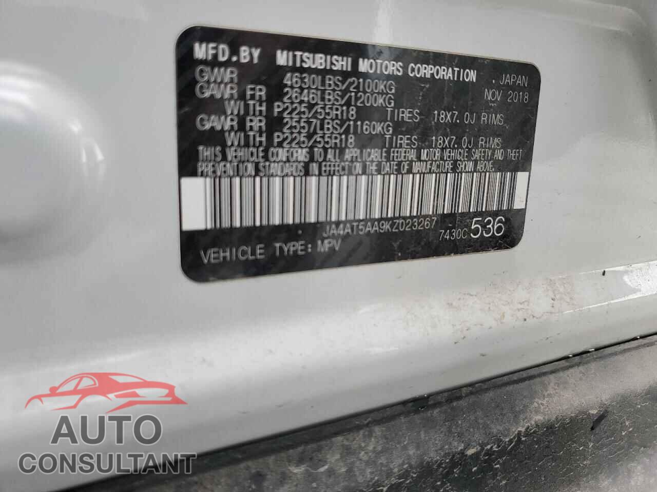 MITSUBISHI ECLIPSE 2019 - JA4AT5AA9KZ023267