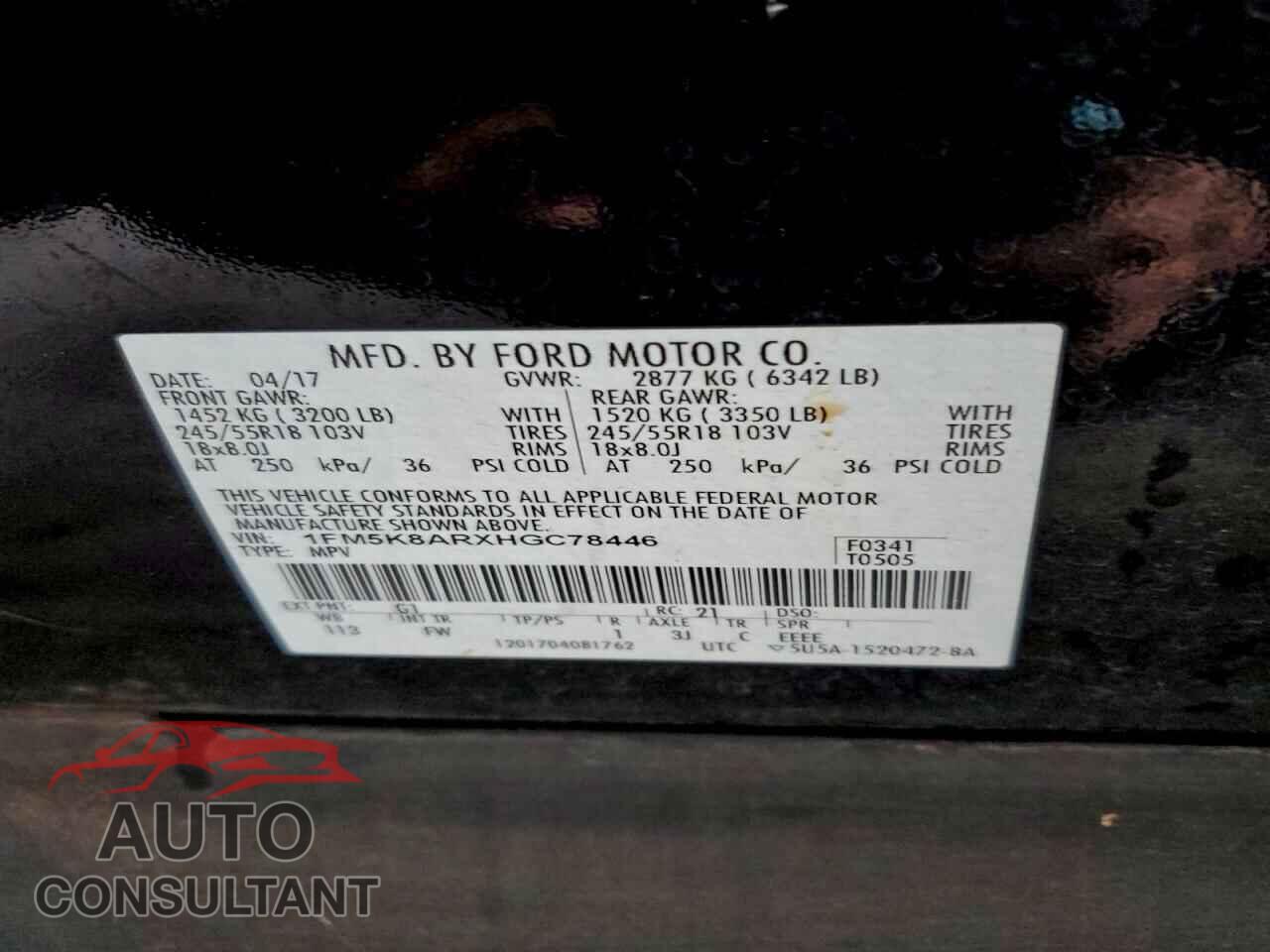 FORD EXPLORER 2017 - 1FM5K8ARXHGC78446