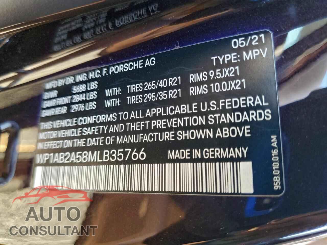 PORSCHE MACAN 2021 - WP1AB2A58MLB35766
