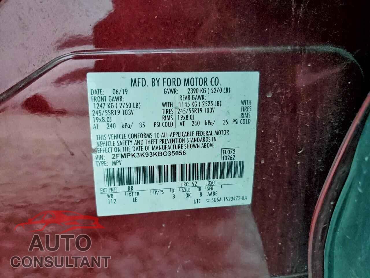 FORD EDGE 2019 - 2FMPK3K93KBC35656