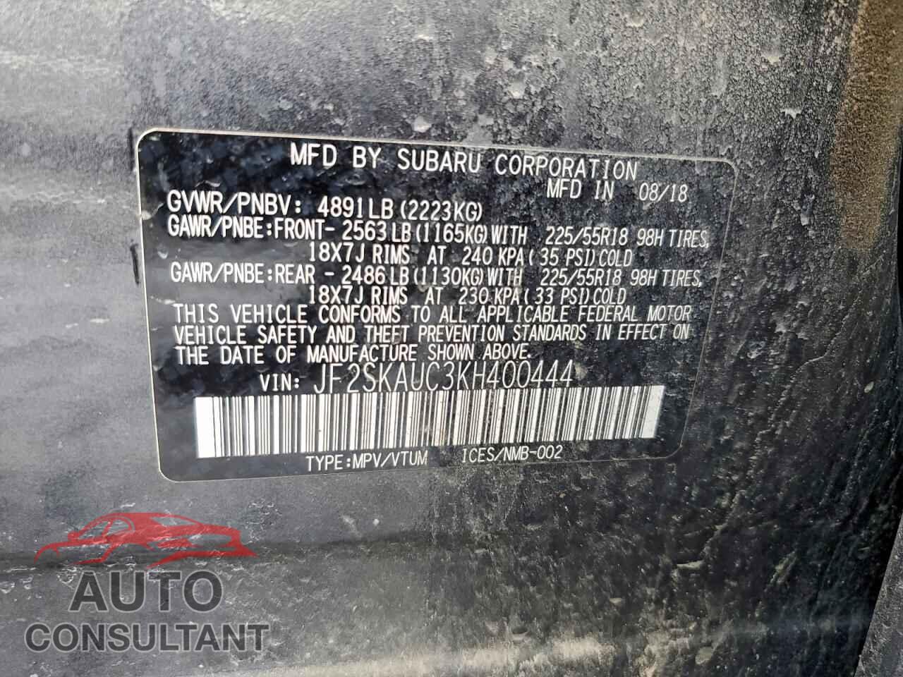 SUBARU FORESTER 2019 - JF2SKAUC3KH400444