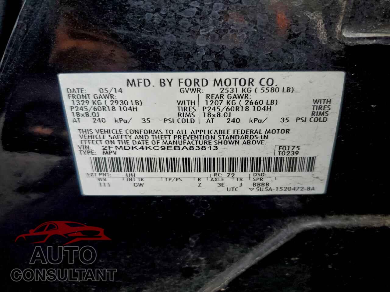 FORD EDGE 2014 - 2FMDK4KC9EBA83813