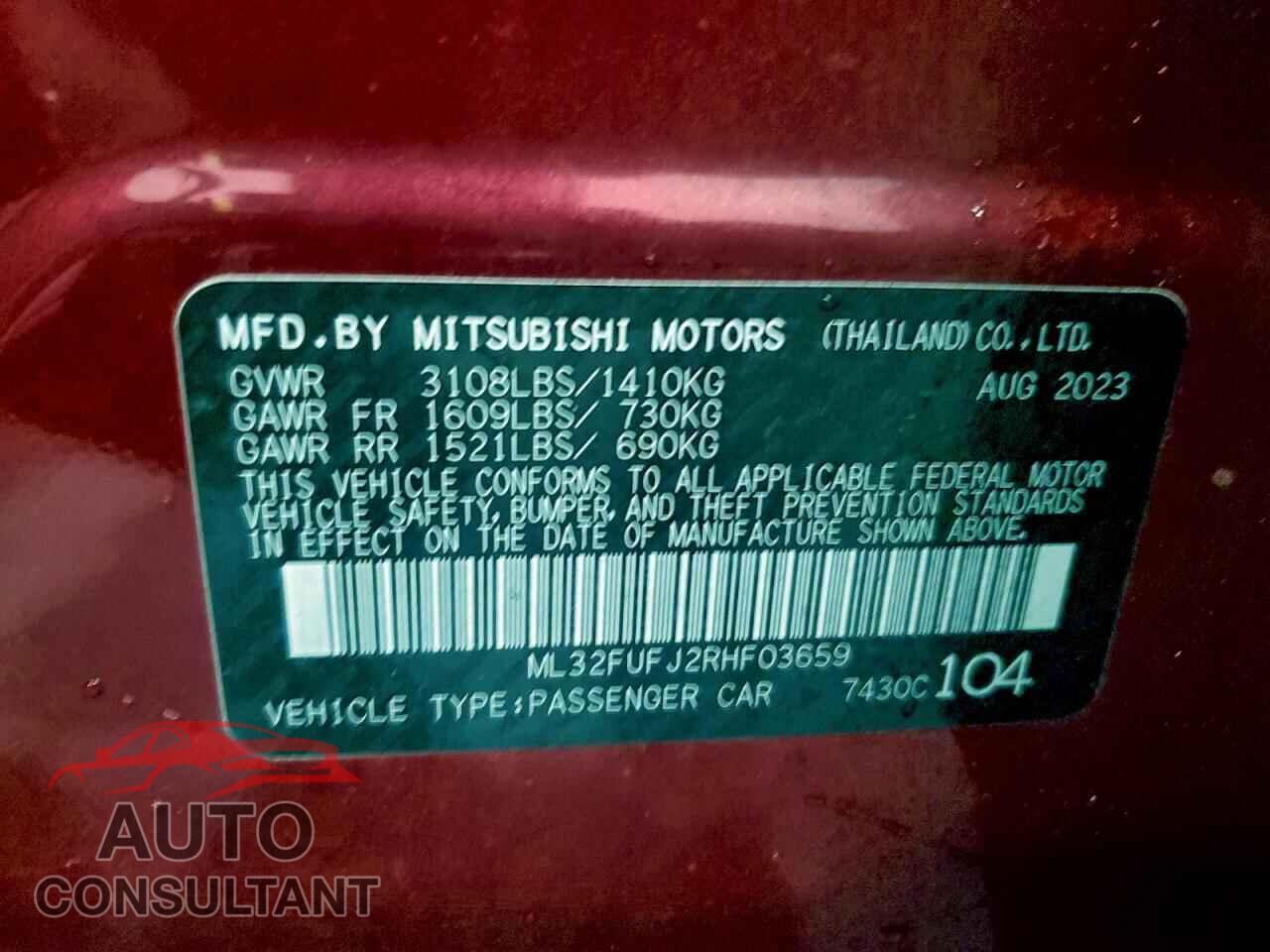 MITSUBISHI MIRAGE 2024 - ML32FUFJ2RHF03659