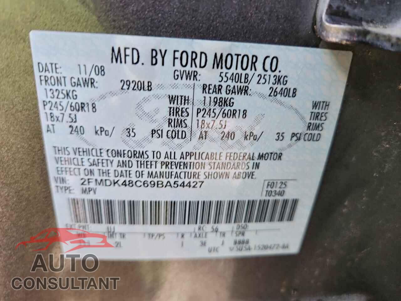 FORD EDGE 2009 - 2FMDK48C69BA54427