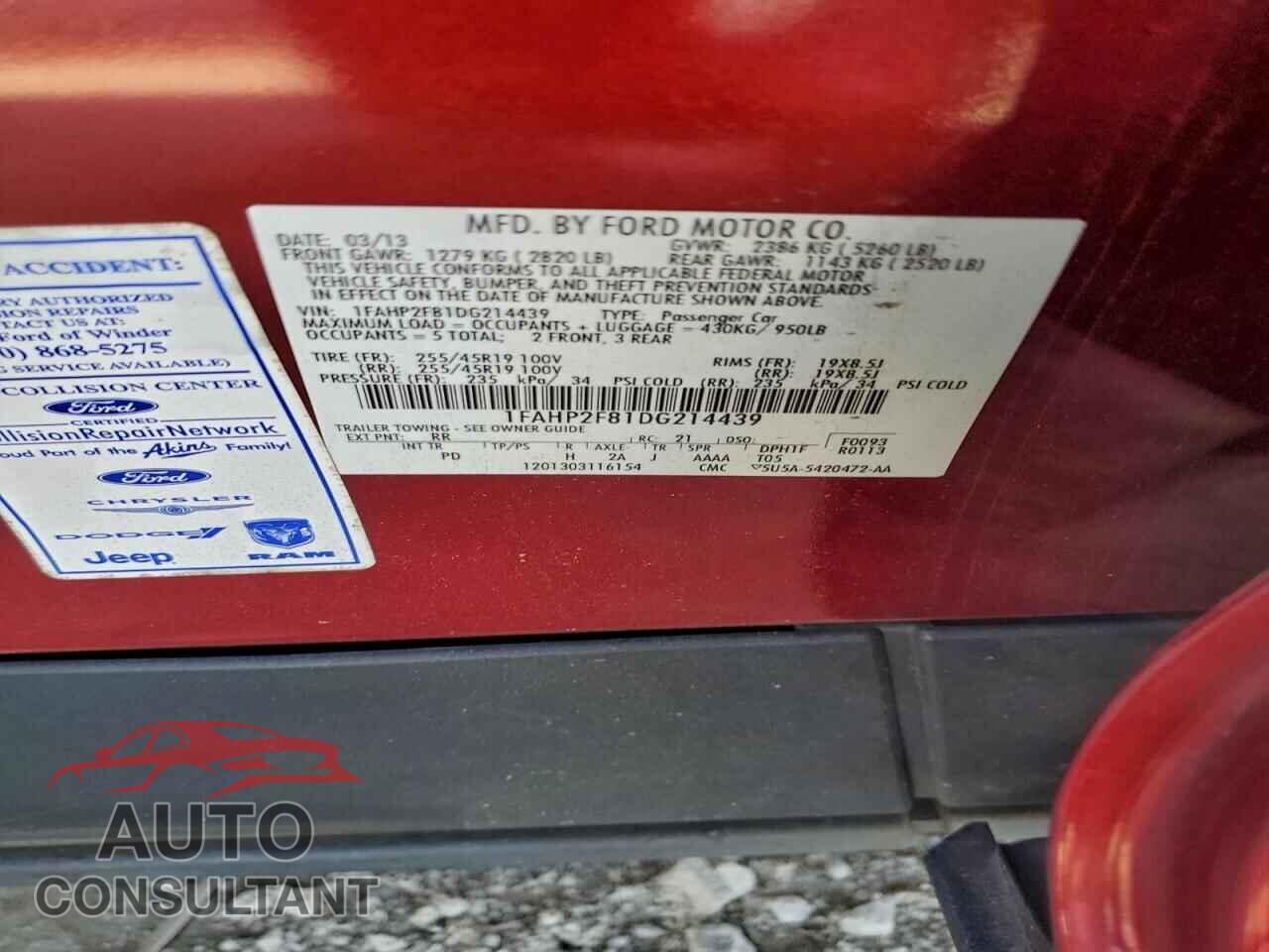 FORD TAURUS 2013 - 1FAHP2F81DG214439