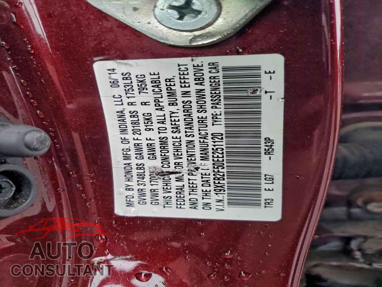 HONDA CIVIC 2014 - 19XFB2F50EE251120