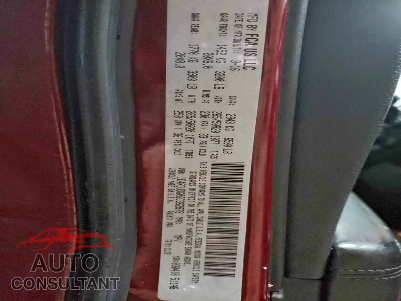 DODGE DURANGO 2016 - 1C4RDJDG0GC362878