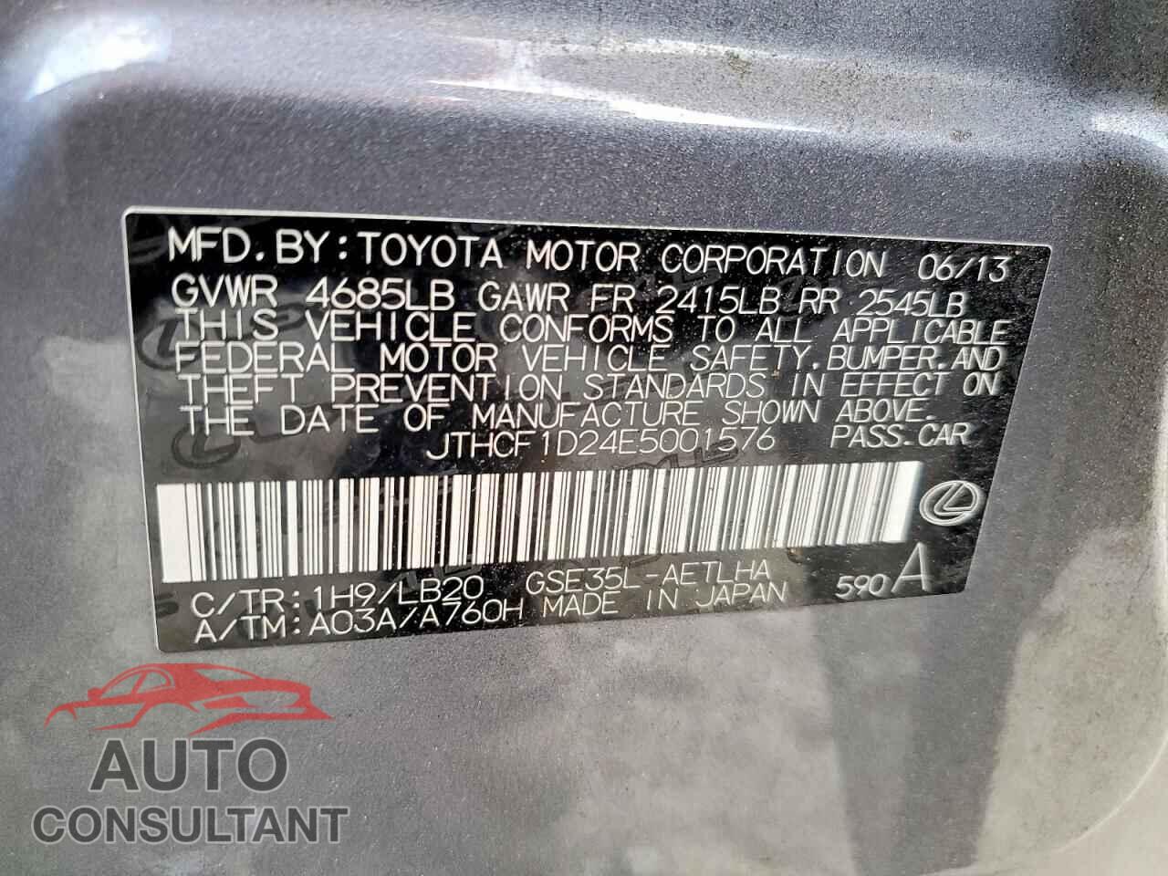LEXUS IS 2014 - JTHCF1D24E5001576