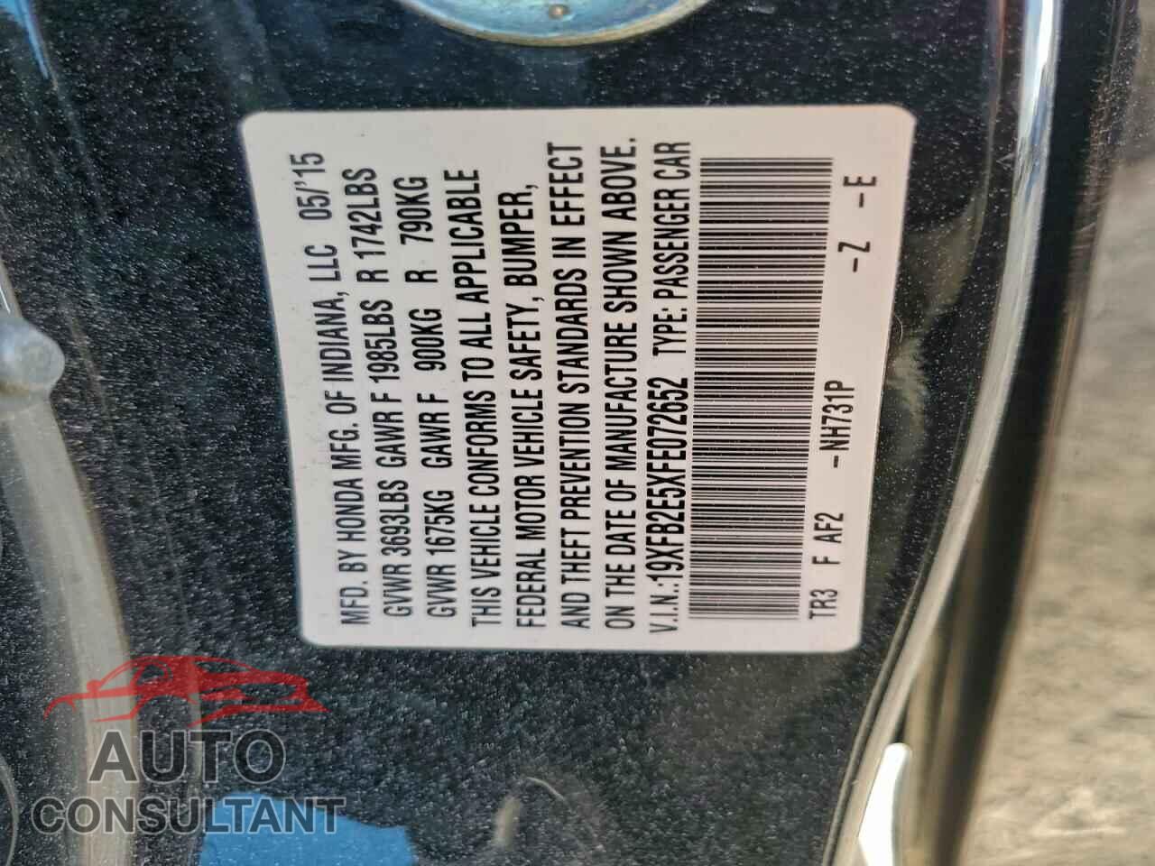HONDA CIVIC 2015 - 19XFB2E5XFE072652