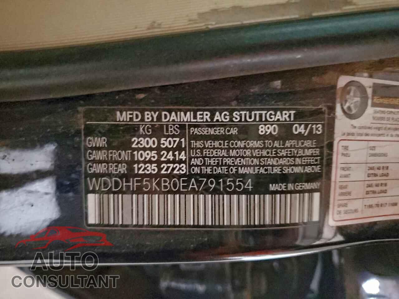 MERCEDES-BENZ E-CLASS 2014 - WDDHF5KB0EA791554