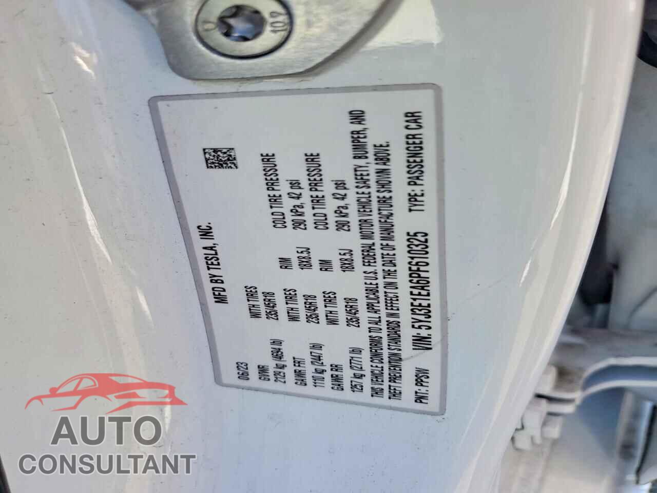 TESLA MODEL 3 2023 - 5YJ3E1EA6PF610325