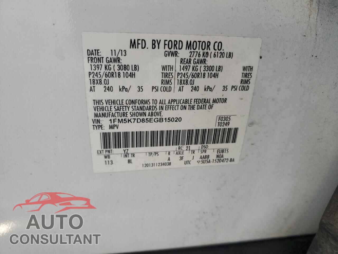 FORD EXPLORER 2014 - 1FM5K7D85EGB15020