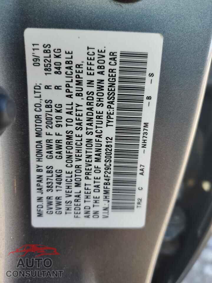 HONDA CIVIC 2012 - JHMFB4F29CS002812
