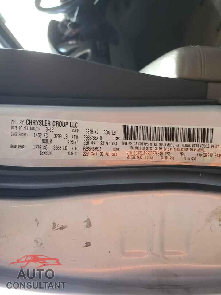 DODGE DURANGO 2012 - 1C4RDJDG9CC278648