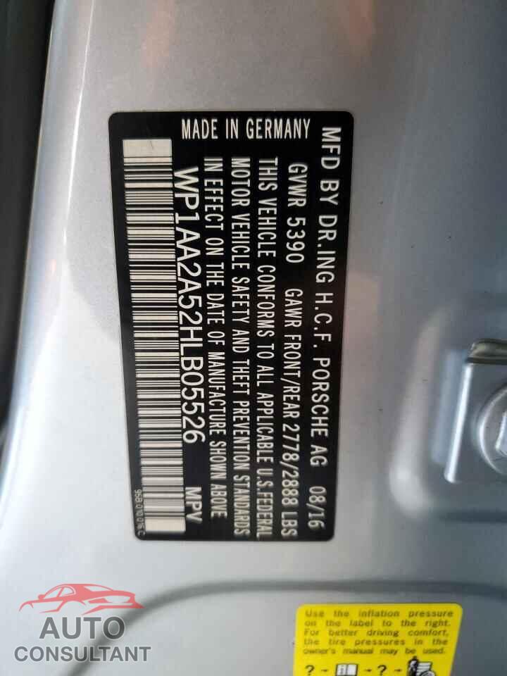 PORSCHE MACAN 2017 - WP1AA2A52HLB05526