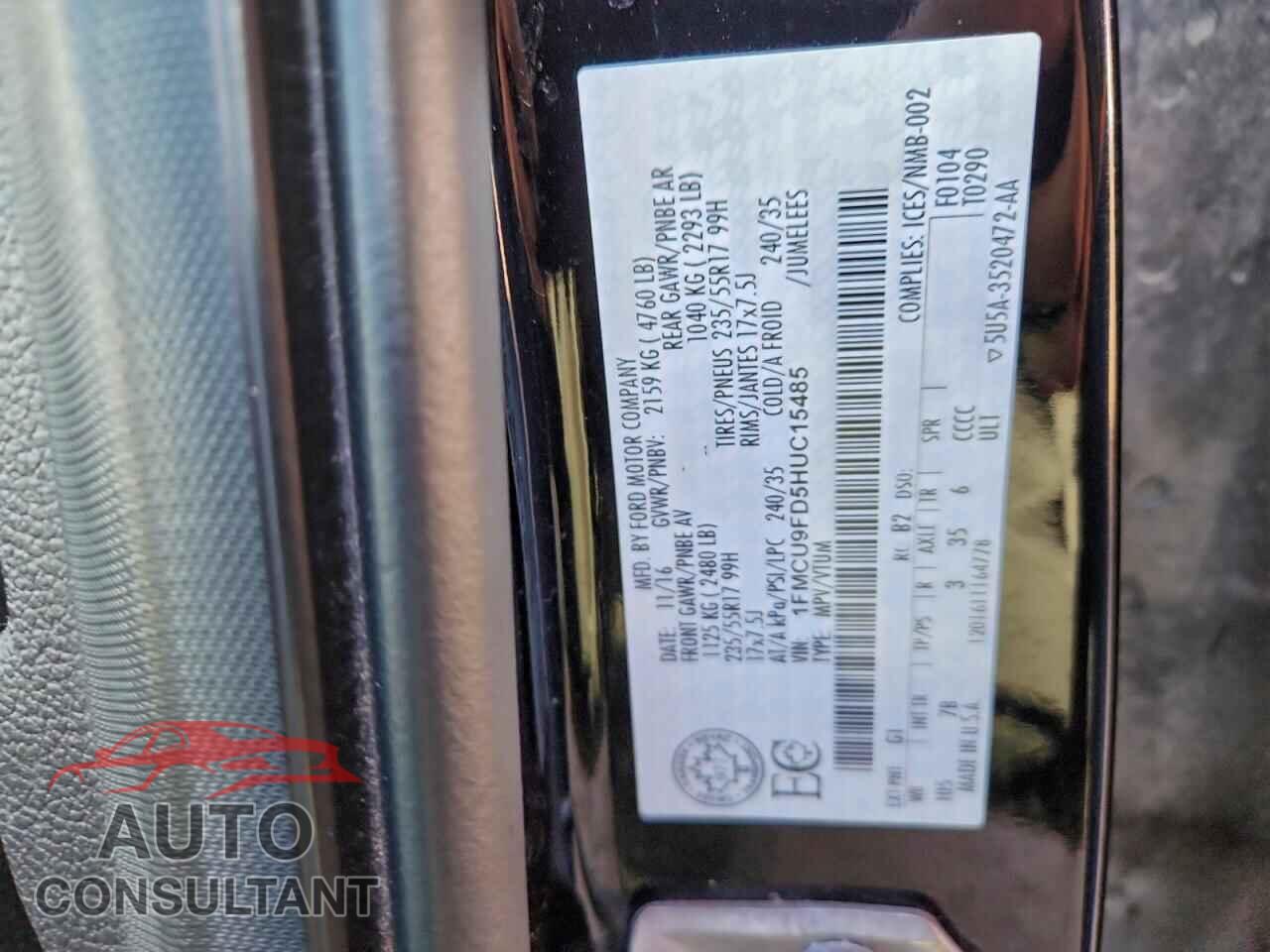 FORD ESCAPE 2017 - 1FMCU9FD5HUC15485